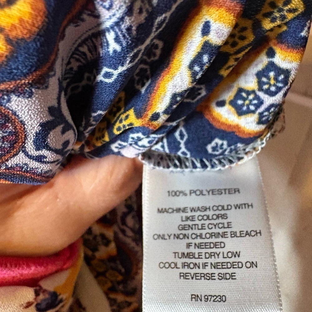SIGNATURE STUDIO 2X Blue Tunic Top 3/4 Sleeve Length Boho Floral print - Picture 13 of 13